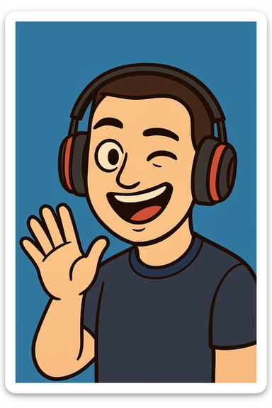 Create a variant of the cartoon style image with the character winking, keeping the same cartoon style and character details. sticker