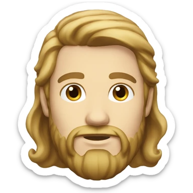 demandy caucasian with a small beard and long wavy hair sticker