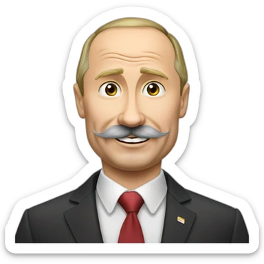 Vladimir Putin with toothbrush mustache sticker