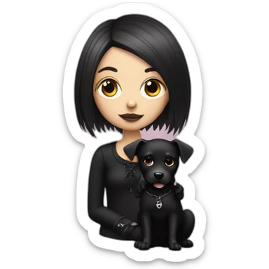 goth girl with a black dog sticker