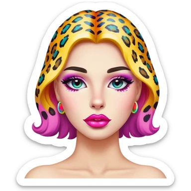 Lush lips with rainbow colored leopard print sticker