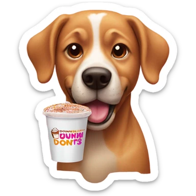 Dog drinking Dunkin’ Donuts sticker