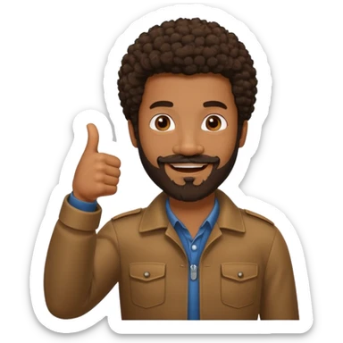 black man with beard, mustache, and short afro with his thumb up sticker