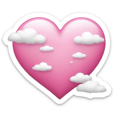 pink heart + cloud sticker