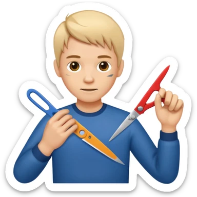 cutting scotch tape using scissors sticker