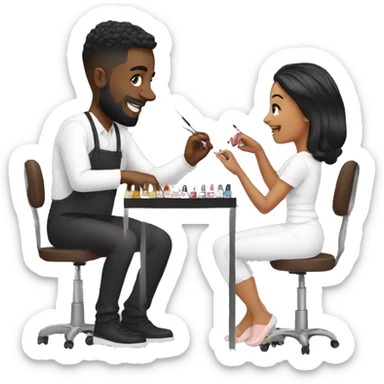 Nail artist taking client  sticker