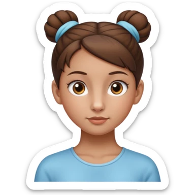 Normal skinned, tiny nosed, brown haired girl with sleek buns sticker