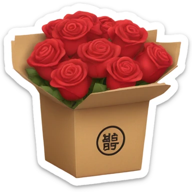 bouquet of roses in an asian takeout box sticker