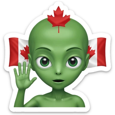 Aliens aluting Canadian flag sticker