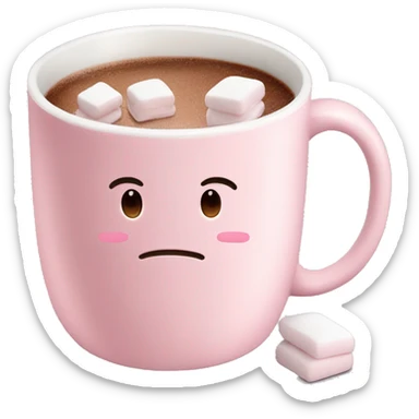 Light Pink mug of hot chocolate with marshmallows  sticker