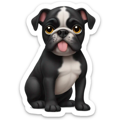 little black bulldog in a soft diaper sticker