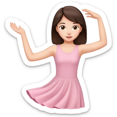 brunette girl in light pink stretching sticker