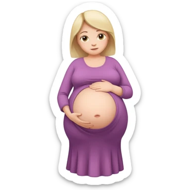 very heavily pregnant overdue woman with super  huge round belly sticker