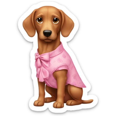 Perrito salchicha con vestido rosa y lazos coqueth sticker