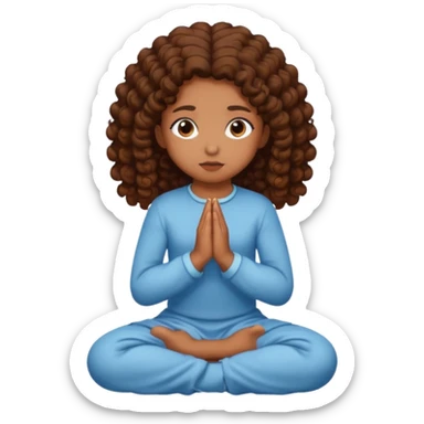 girl praying on knees curls brown sticker