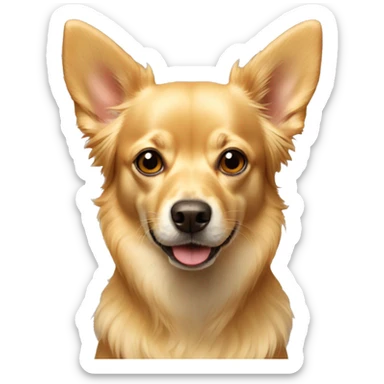 golden dog, something between chihuahua and golden retriever with red nose and piked ears sticker