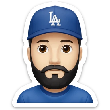 Can you make a guy with fair skin, taper fade, and black beard wearing an LA dodger hat? sticker