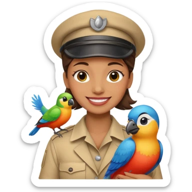 Female zookeeper with bird sticker