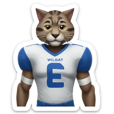 wildcat wearing blue football jersey sticker