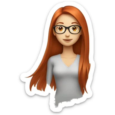 redhead girl with long straight hair and glasses sticker