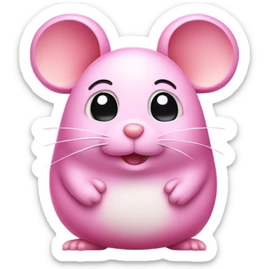 Pink fat mouse with glitter and big ears sticker