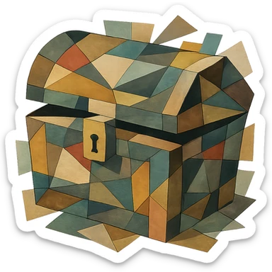 a chest, cubist abstraction style sticker