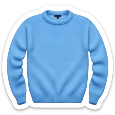 sky-blue knitted wool sweater, round neck with up. sticker