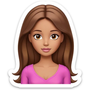 brown barbie brown hair long middle part full head sticker