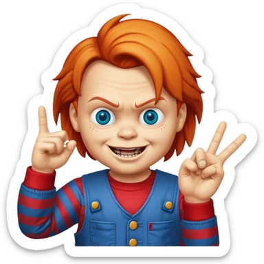 Chucky gang sign sticker