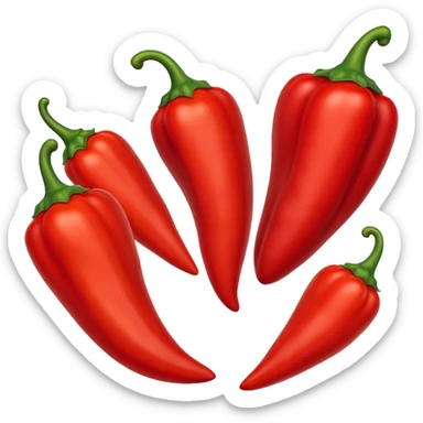 5 red pepper emojis that increase numbers from 1 to 5 with 1 being the lowest and 5 being the greatest sticker