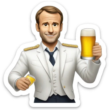 Macron qui boit une bière sticker