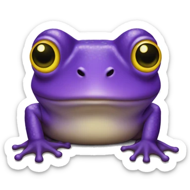 purple frog with yellow heat eyes sticker