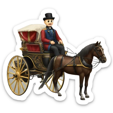a man sits in a horse-drawn carriage from Russia in the 19th century sticker
