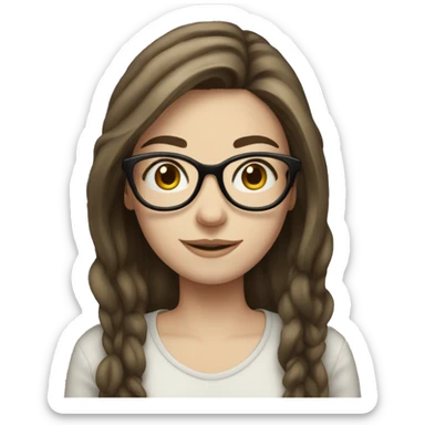 Pale brunette girl with glasses and long hair sticker