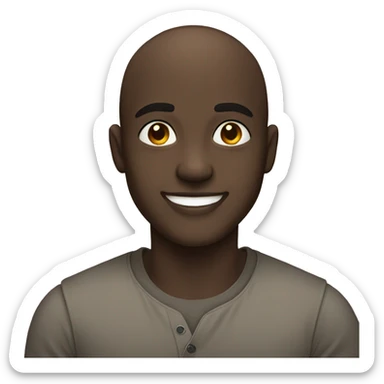 A smiling young man, bald, dark skin, Instagram style emoji emojis sticker