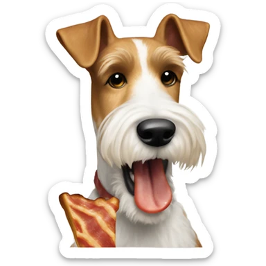 Wire Fox terrier eating bacon sticker