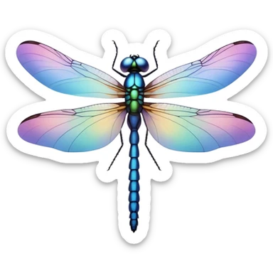 Peaceful Dragonfly change color  keep  black background  sticker