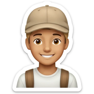 boy in cap smiling outdoors sticker