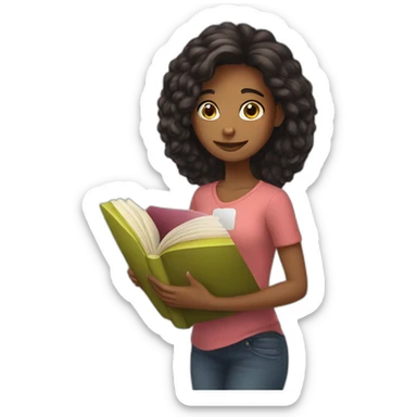 girl super book author holding a book sticker