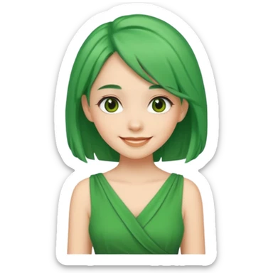 a girl of nature green hair and it shows her whole body green dress pretty sticker