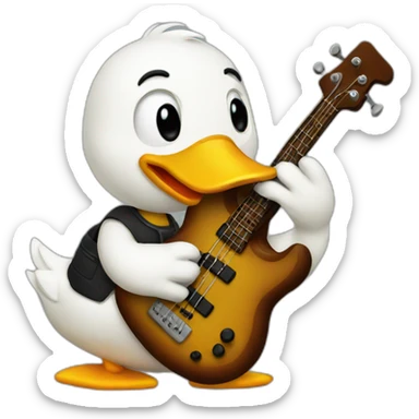 a duck playing bass sticker