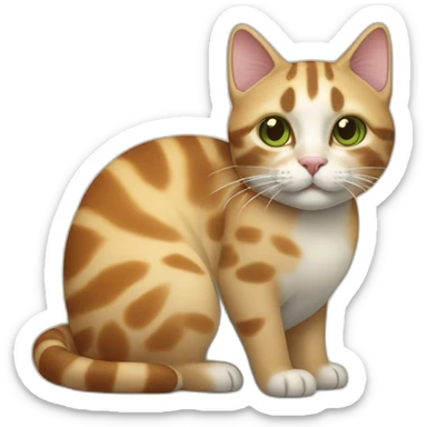 Une chat crème avec un chat écaillai de tortue avec un chat tricolore sticker