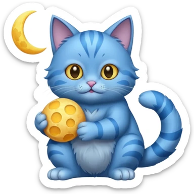 Blue cat holding a moon in it’s paws 🌙🐱 sticker