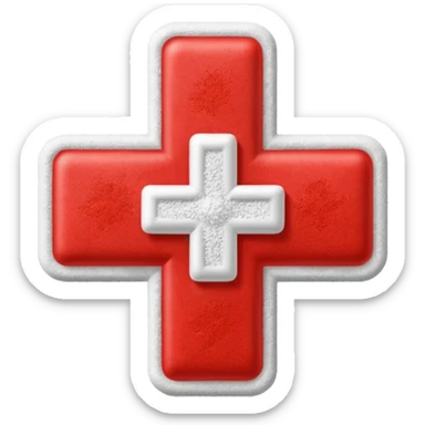 red cross icon on sugar powder sticker