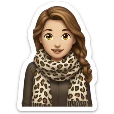 Girl brown Hair with print leopard scarf in a gay sticker