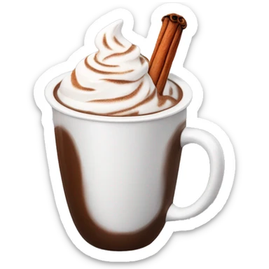 Hot coco with whip cream with cinnamon stick sticker