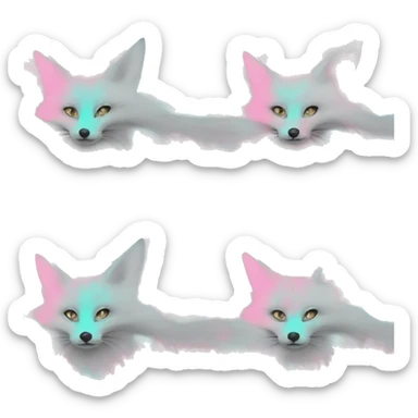 Faded dark Tie dye beige gray fox in pink cyan gray black beige gold jewellery sticker
