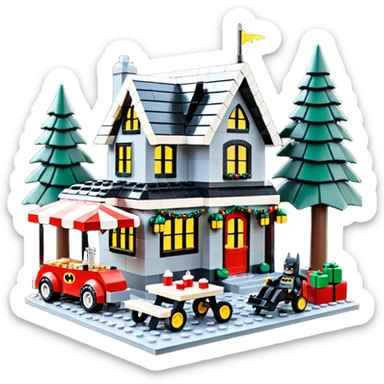  Ultra hotrod cute Lego Haunted Batman dream house Caravan with picnic table and folding chairs at Christmas  sticker