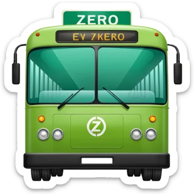 green electric bus with a prominent zero-euro banknote sticker