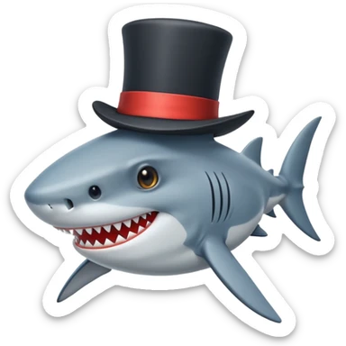 Shark with a top hat sticker